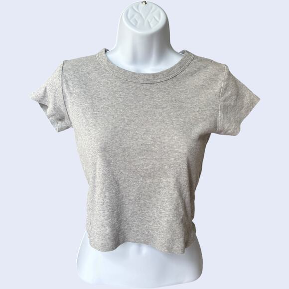 John Galt heather gray baby tee cropped t-shirt Y2K - Picture 2 of 4